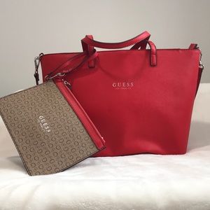 Guess Red Shoulder Bag/Tote.  NWT
